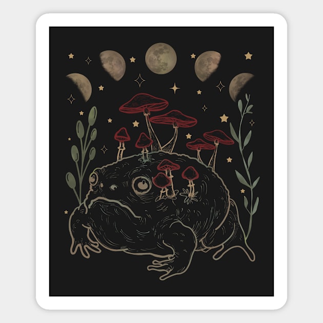 Dark Academia Moon Witchy Goblincore Aesthetic Frog Magnet by gogo-jr